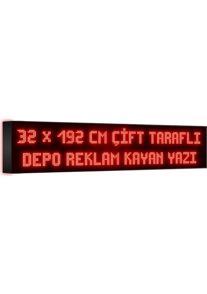 Kırmızı Kayan Yazı LED Tabela 32 x 192 cm Çift Taraflı