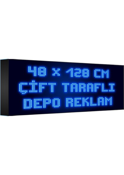 Depo Tabela Reklam Mavi Kayan Yazı LED Tabela 48 x 128 cm Çift Taraflı