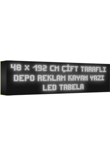 Beyaz Kayan Yazı LED Tabela 48 x 192 cm Çift Taraflı