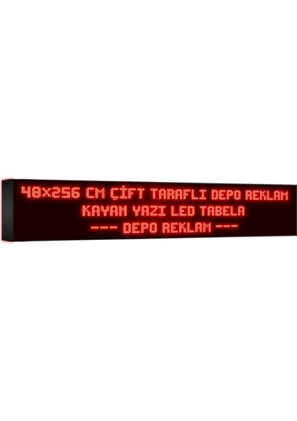 Kırmızı Kayan Yazı LED Tabela 48 x 256 cm Çift Taraflı