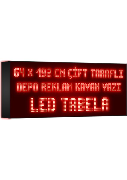 Kırmızı Kayan Yazı LED Tabela 64 x 192 cm Çift Taraflı