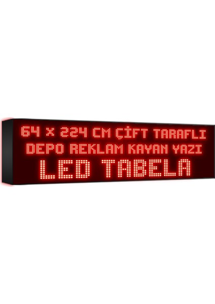 Kırmızı Kayan Yazı LED Tabela 64 x 224 cm Çift Taraflı