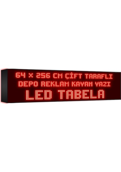 Kırmızı Kayan Yazı LED Tabela 64 x 256 cm Çift Taraflı