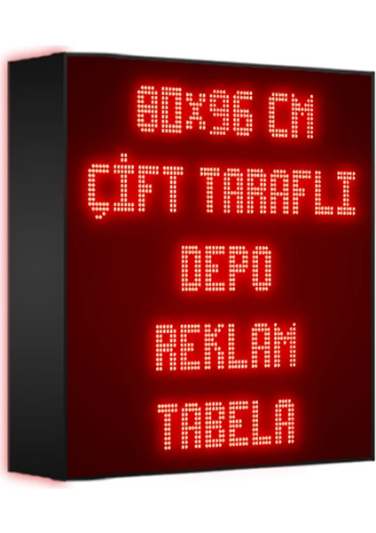 Depo Tabela Reklam Kırmızı Kayan Yazı LED Tabela 80 x 96 cm Çift Taraflı