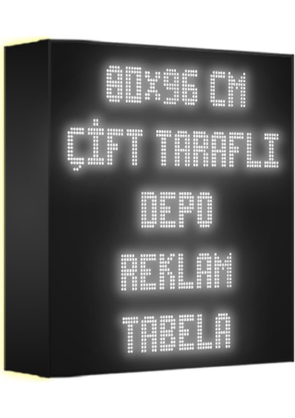 Beyaz Kayan Yazı LED Tabela 80 x 96 cm Çift Taraflı