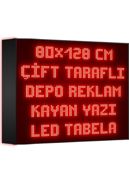 Kırmızı Kayan Yazı LED Tabela 80 x 128 cm Çift Taraflı