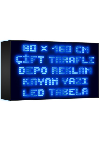 Mavi Kayan Yazı LED Tabela 80 x 160 cm Çift Taraflı