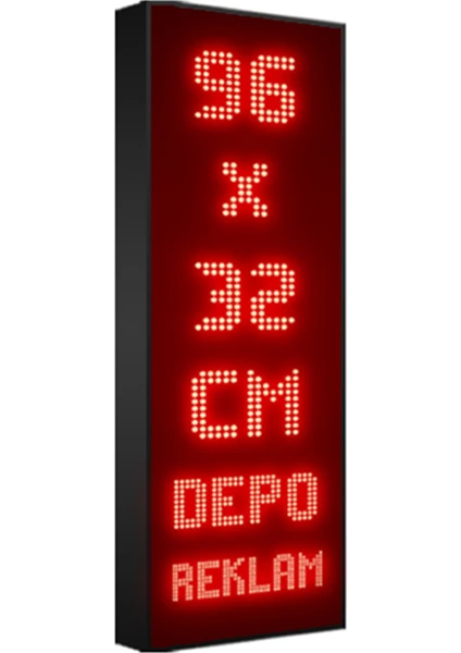 Depo Tabela Reklam Kırmızı Kayan Yazı LED Tabela 96 x 32 cm Çift Taraflı