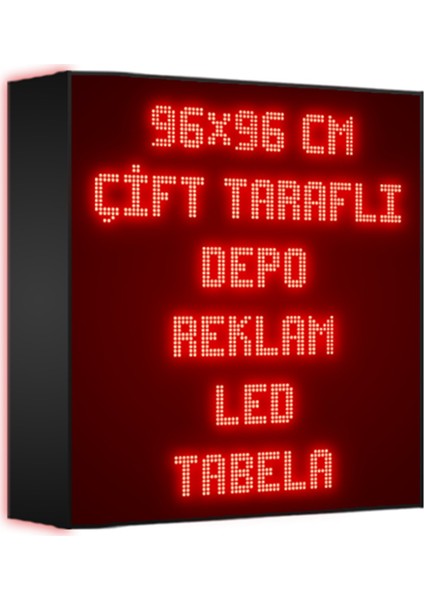 Kırmızı Kayan Yazı LED Tabela 96 x 96 cm Çift Taraflı