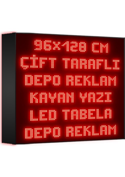 Kırmızı Kayan Yazı LED Tabela 96 x 128 cm Çift Taraflı