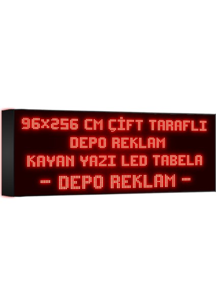 Kırmızı Kayan Yazı LED Tabela 96 x 256 cm Çift Taraflı