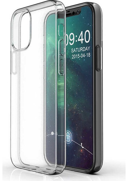 Apple iPhone 12 (5.4'') Kılıf Lüx Silikon Kılıf + Cam Ekran Koruyucu Şeffaf