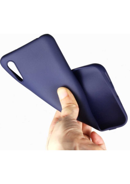 Xiaomi Redmi 9A Kılıf Mat Premium Silikon Kılıf + Tam Kaplayan 5D Cam Ekran Koruyucu Lacivert modelleri