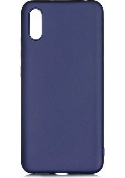 Xiaomi Redmi 9A Kılıf Mat Premium Silikon Kılıf + Tam Kaplayan 5D Cam Ekran Koruyucu Lacivert