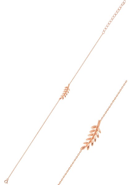 Gümüş Rose Yaprak Bileklik