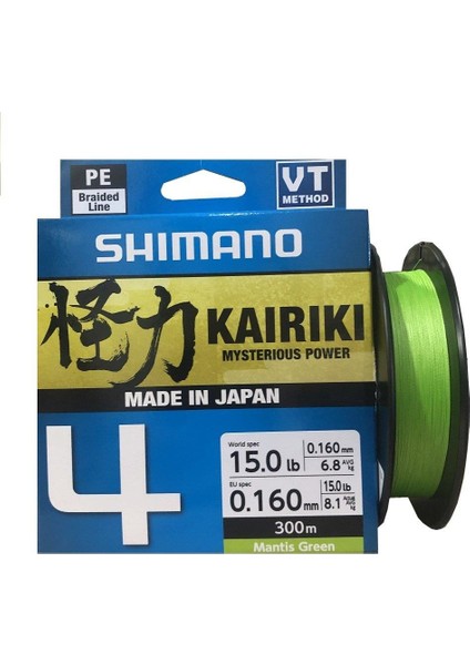 Kairiki 4 0,16MM 300M Green Mant Ip Misina