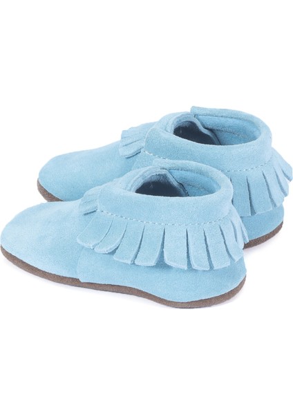 Bebe Mavi Süet Püskül Detaylı Bebek Patik fırsatları
