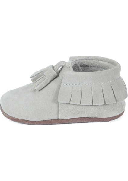 Krem Süet Ponpon Detaylı Bebek Patik