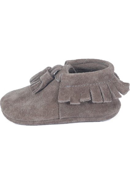 Vizon Süet Ponpon Detaylı Bebek Patik