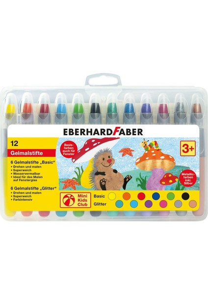 Eberhard Faber Gel Crayon Sulandırılabilir Jel Mum Boya 12 Renk Basic-Metallic