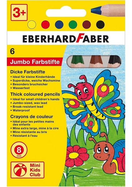 Eberhard Faber Jumbo Pastel Boya Kalemi 6 Renk 8 Mm. Mine