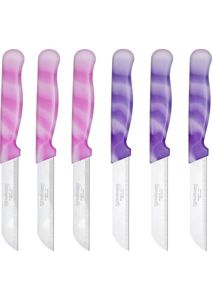 Mermer Desen Bıçak Seti Pembe ve Mor 6'lı
