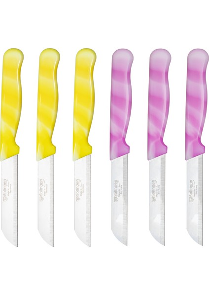 Mermer Desen Bıçak Seti Sarı ve Pembe 6'lı