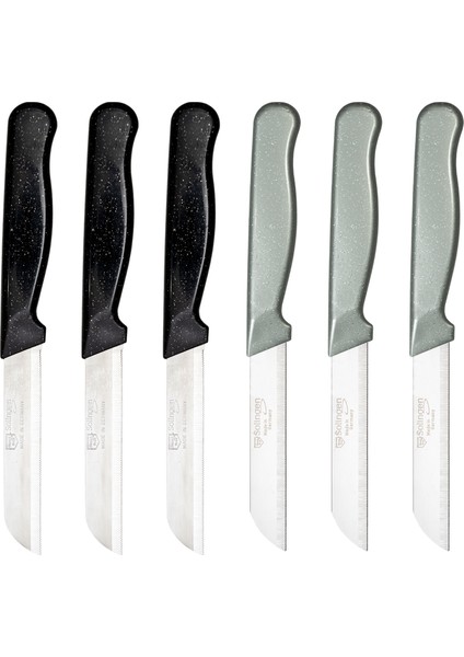 Simli Desen Bıçak Seti Siyah ve Gri 6'lı