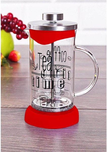 French Press Bitki Çayı Demliği Kırmızı 350 ml
