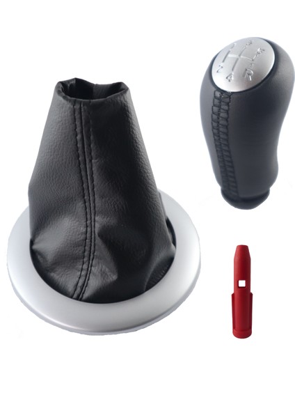 Renault Megane 2 Gri Çerçeve Körük ve Deri Kaplama Vites Topuzu