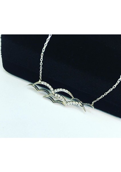 Gümüş Zirkon Taşlı Kuşlar Kolye