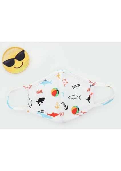 Gots Sertifakalı Organik Pamuk Erkek Çocuk 2-4 Yaş - 3'lü Set - Desenli Yıkanabilir Maske