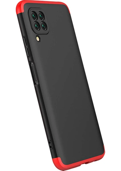 Case 4U Huawei P40 Lite Kılıf 3 Parçalı Tam Koruma Sert Mika Ays Kapak Siyah Kırmızı