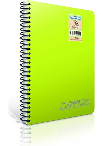 Chromo Spiralli Plastik Kapak Kareli Defter A5 60 Yaprak