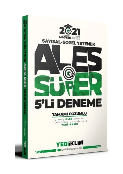 Yediiklim Yayınları Master Serisi ALES Sayısal-Sözel Yetenek Tamamı Çözümlü Süper 5'li Deneme