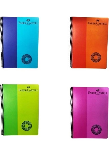 Bicolor Spiralli Defter 60 Yaprak Kareli 4'lü