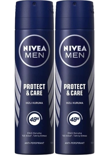 Protect&care Sprey Deodorant 150 ml Erkek 2'li Avantaj Paketi