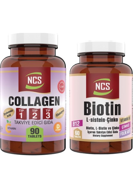 Tip 1-2-3 Collagen () 1000 Mg 90 Tablet Biotin Çinko L Sistein 60 Tablet