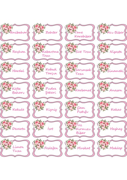 Baharat Kavanozu Etiket modelleri