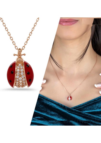 Taşlı Uğur Böceği Gümüş Kolye fiyatları