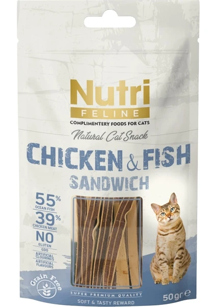 Nutri Feline Natural Cat Snack Chicken & Fish Sandvich Mini 50 gr