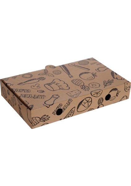 Mix Baskılı Orta Pide Kutusu 32 x 16 x 4 cm 100 Adet