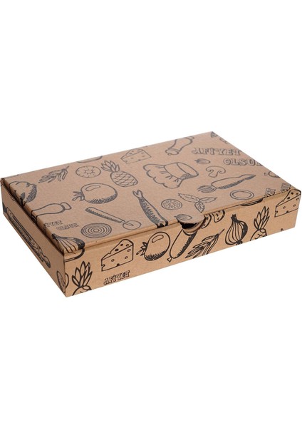 Mix Baskılı Orta Pide Kutusu 32 x 16 x 4 cm 100 Adet indirimleri