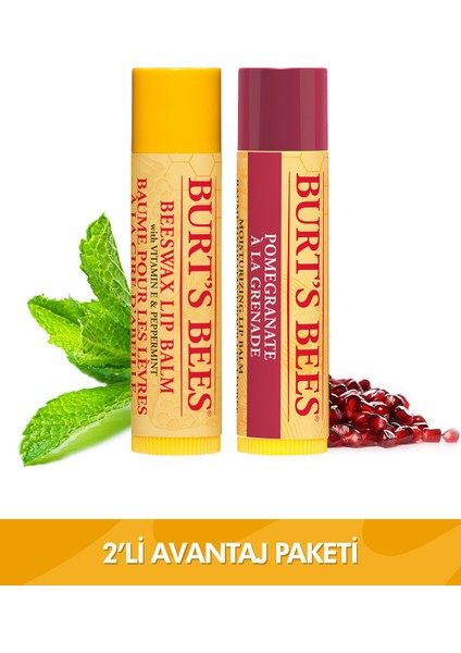 Burt's Bees Burts Bees Beeswax Dudak Bakım Kremi + Nar Aromalı Dudak Bakım Kremi Avantaj Seti