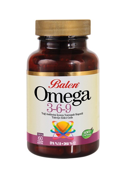 Omega 3,6,9 Yağ Asitlerini İçeren Yumuşak Kapsül 1585 mg 60 Kapsül