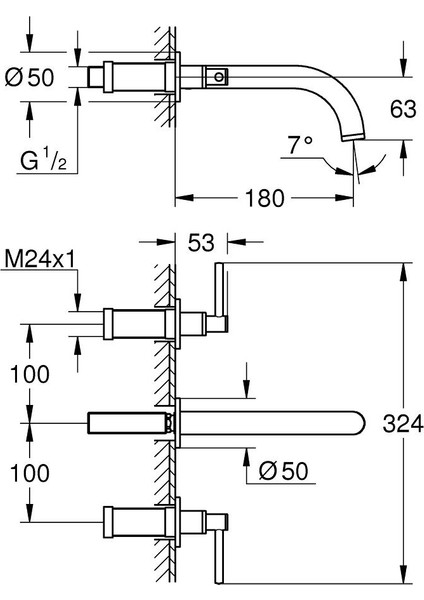 Atrio 3 Delikli Lavabo Bataryası 1/2″ S-Boyut 20169AL3