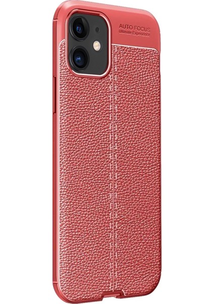 Apple iPhone 12 Kılıf Deri Dokulu Silikon Kırmızı fiyatları