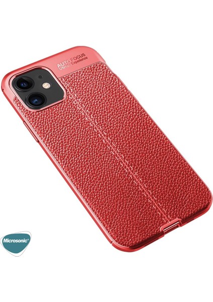Apple iPhone 12 Mini Kılıf Deri Dokulu Silikon Kırmızı modelleri