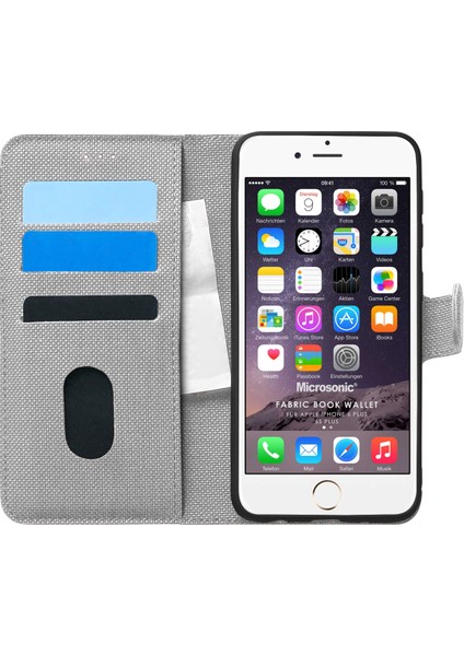 Apple iPhone 6 Plus Kılıf Fabric Book Wallet Gri