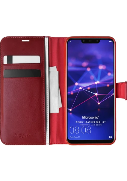 Huawei Mate 20 Lite Kılıf Delux Leather Wallet Kırmızı